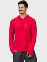 Camisa UV Masculina Ice Proteção Solar Capuz e Encaixe de Dedo Extreme UV Vermelha F C masculina raglan com capuz frente vermelha c