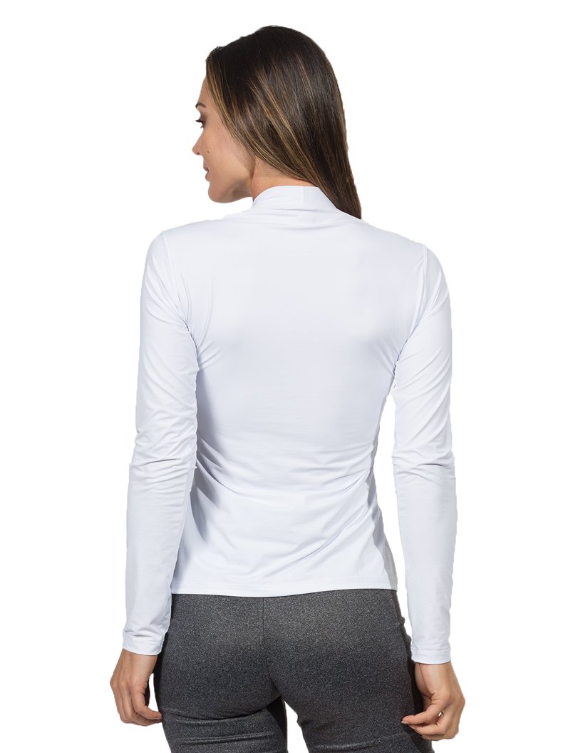 camisa uv gola alta feminina protecao solar branca extreme uv costas b