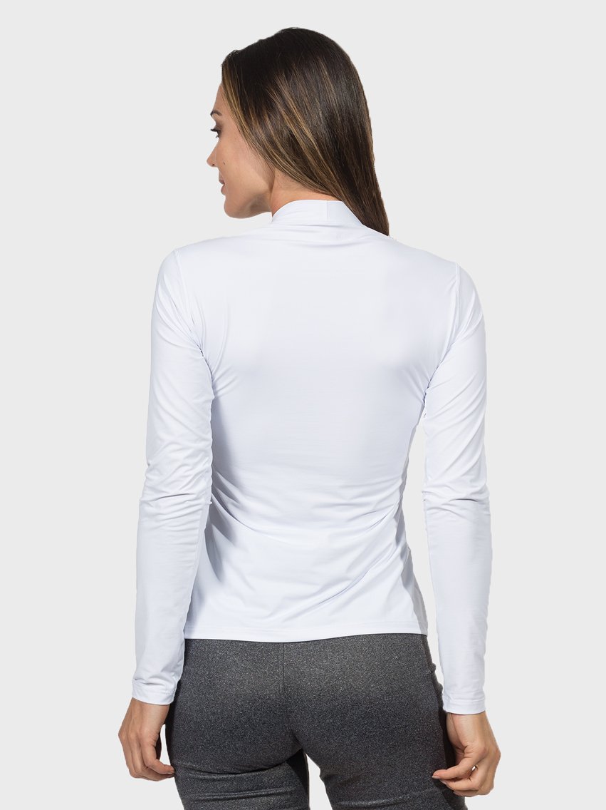 camisa uv gola alta feminina protecao solar branca extreme uv costas c
