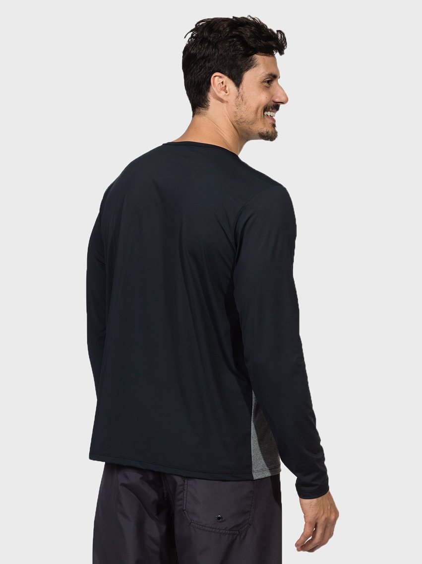 camisa masculina manga longa com protecao solar e recorte no peito mescla extreme uv costas c