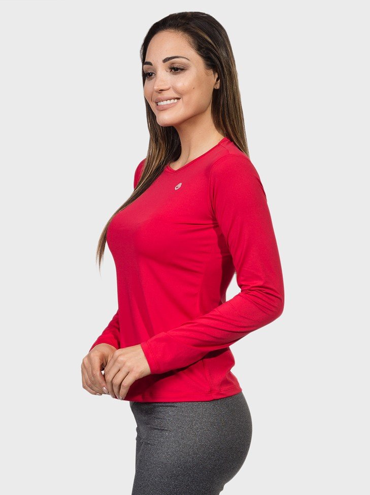 feminina t shirt longa ice vermelha lateral c