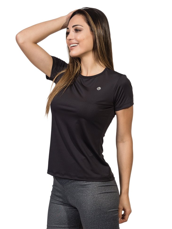 camisa uv feminina new dry com protecao solar manga curta extreme uv preta lateral b