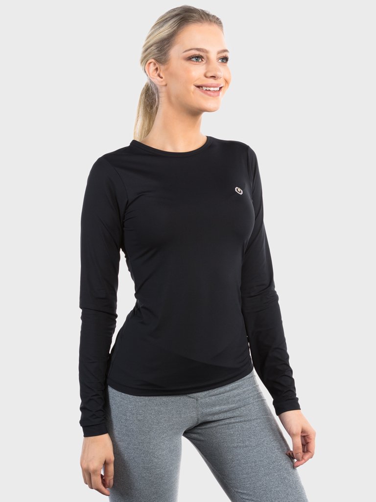 camisa segunda pele ice com protecao solar extreme uv feminina lateral preta c