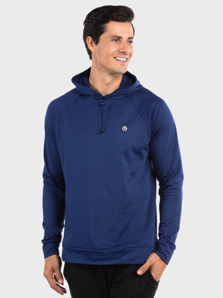 camisa uv termica para frio com capuz masculina extreme uv lateral azul c