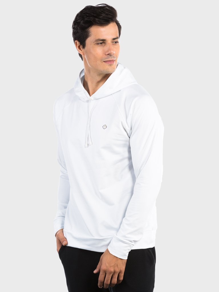 camisa uv termica para frio com capuz masculina extreme uv lateral branco c