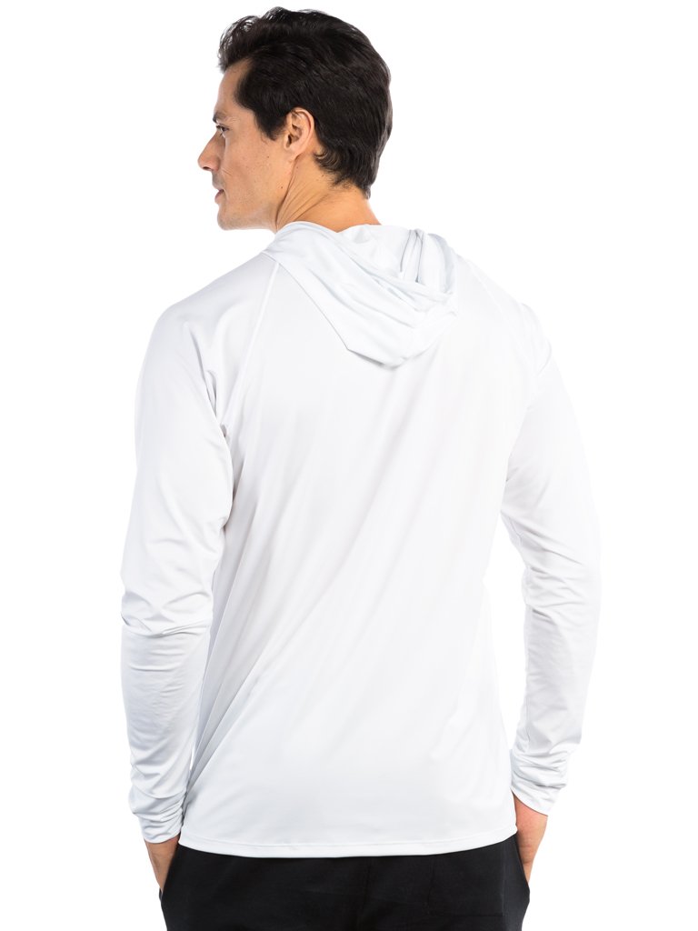 camisa uv com capuz e encaixe para dedo extreme uv new dry masculina branca costas b