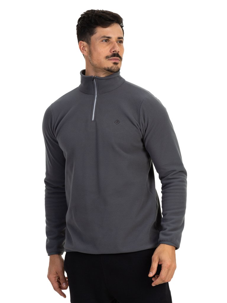 casaco fleece masculino gola alta thermo softextreme uv cinza f b