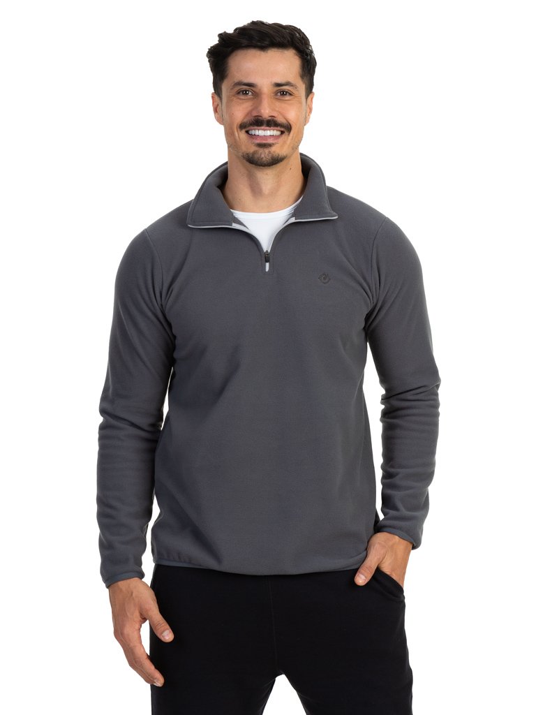 casaco fleece masculino gola alta thermo softextreme uv cinza frente b