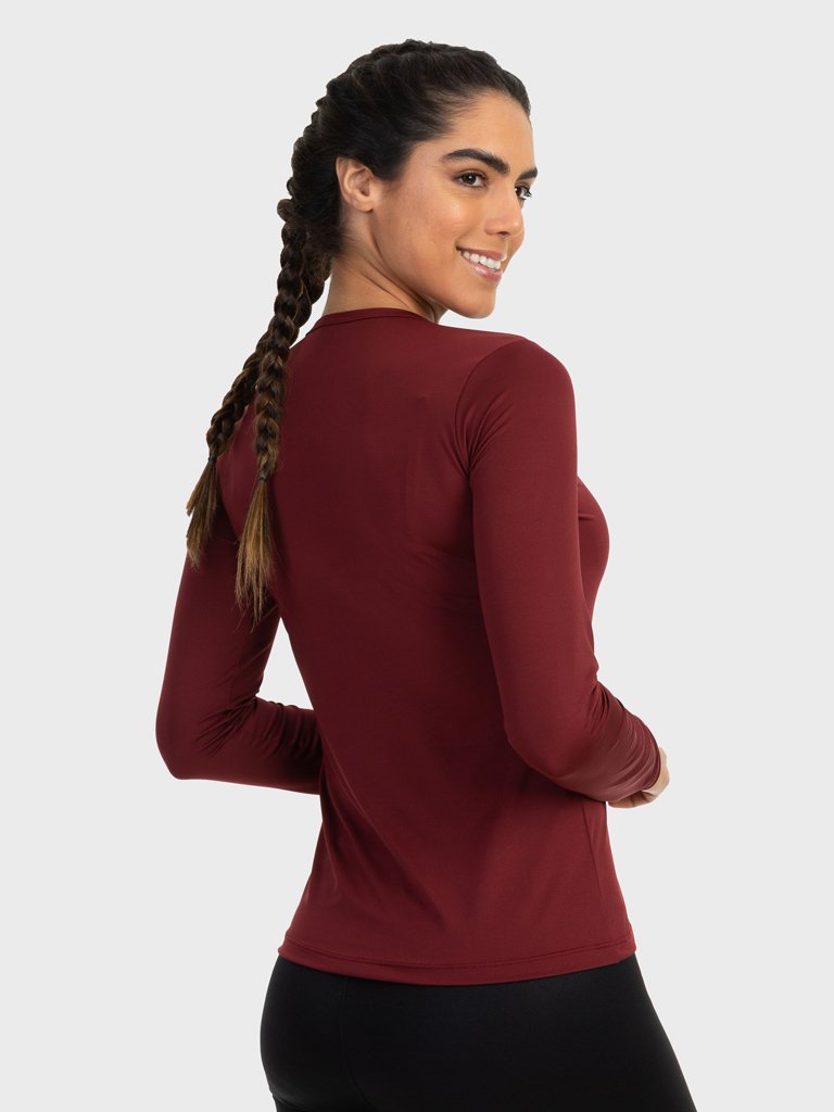 feminina t shirt longa thermo leve bordo frente c n 2