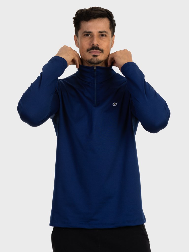 camisa termica masculina gola alta com protecao solar extreme uv azul gola c