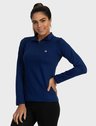 feminina t shirt thermo gola alta ziper azul marinho lateral c