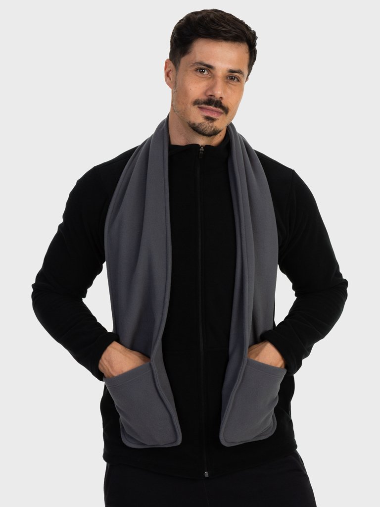 cachecol fleece com bolso masculino extreme uv cinza c