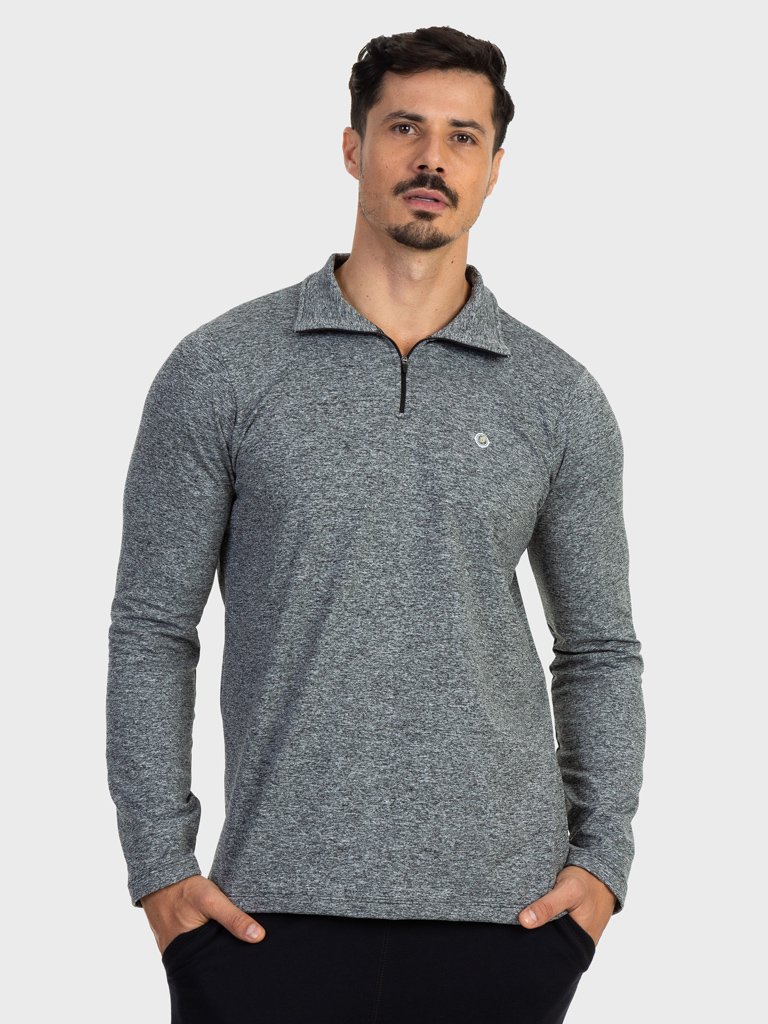 camisa termica mescla masculina gola alta com protecao solar extreme uv mescla frente c