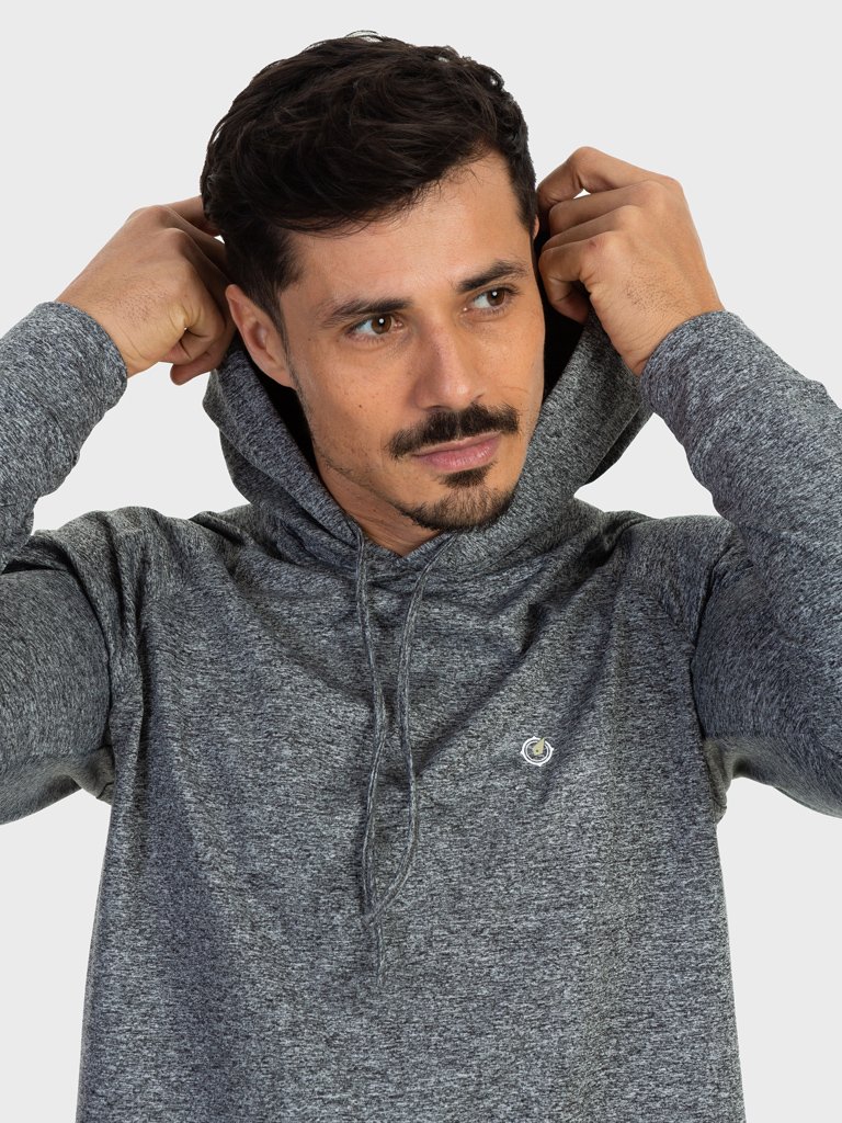 camisa uv termica mescla para frio com capuz masculina extreme uv mescla detalhe c