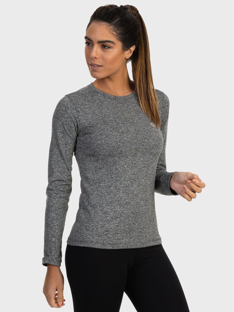 feminina t shirt longa thermo mescla frente c
