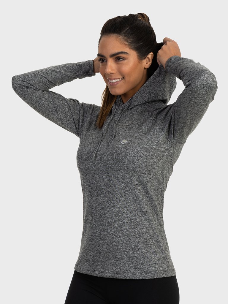camisa uv termica para frio com capuz feminina extreme uv mescla capuz c