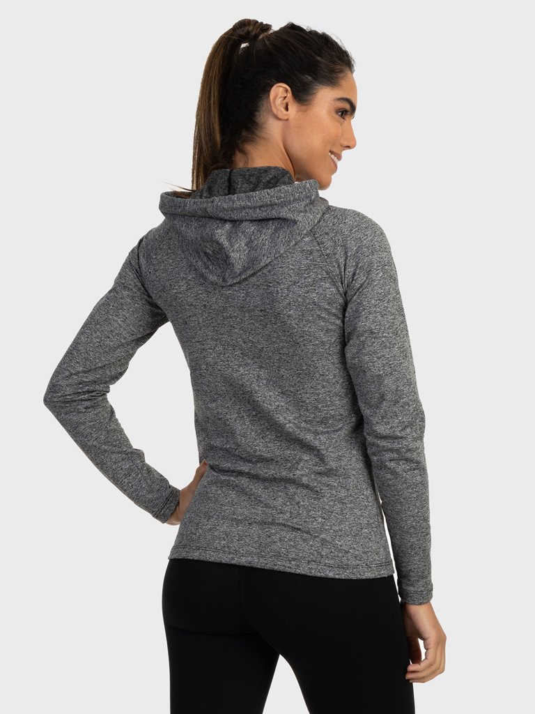 camisa uv termica para frio com capuz feminina extreme uv mescla costas c