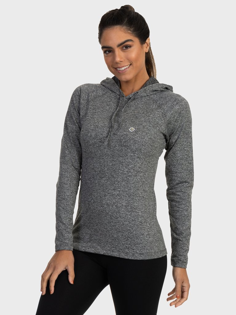 camisa uv termica para frio com capuz feminina extreme uv mescla frente c