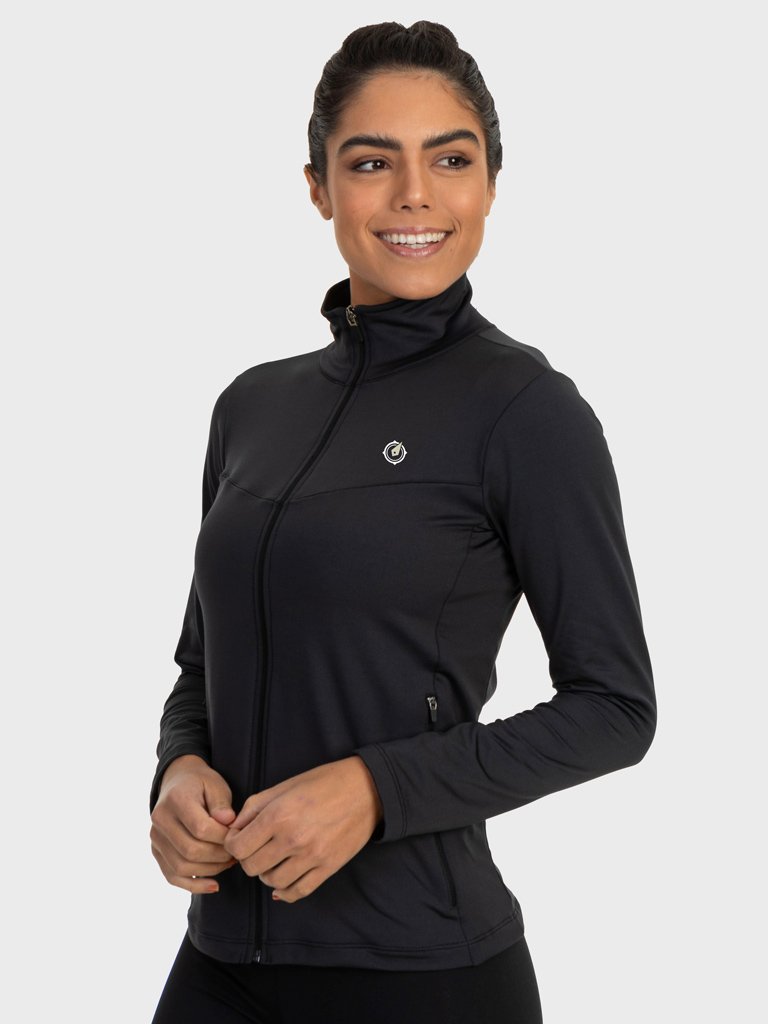 jaqueta termica para frio com bolso feminina extreme uv preta lateral c