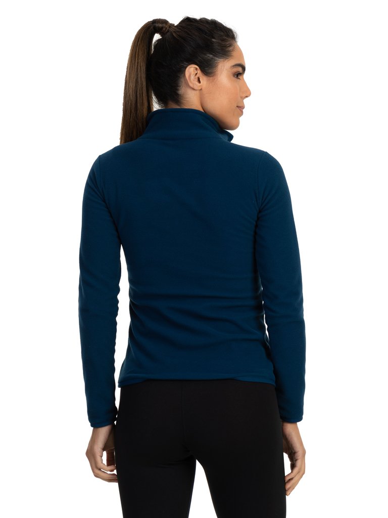 casac fleece feminino gola alta thermo soft extreme uv azul costas b