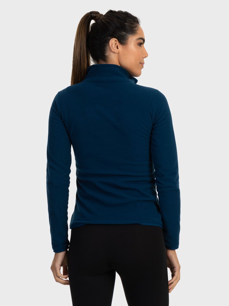 casac fleece feminino gola alta thermo soft extreme uv azul costas c