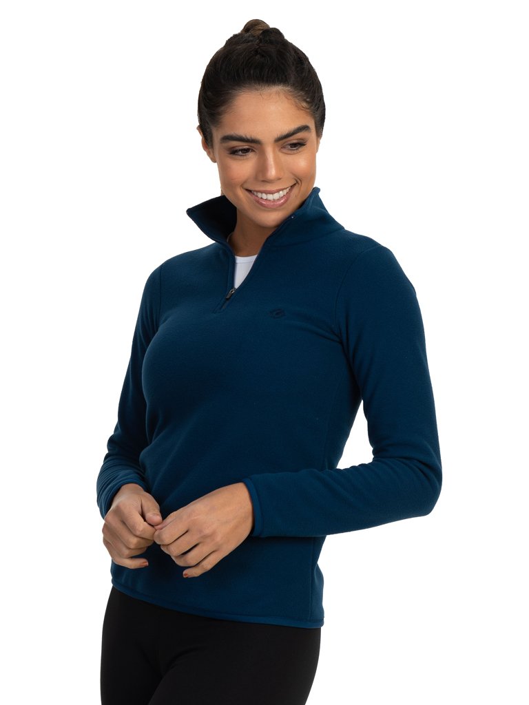 casac fleece feminino gola alta thermo soft extreme uv azul lateral b