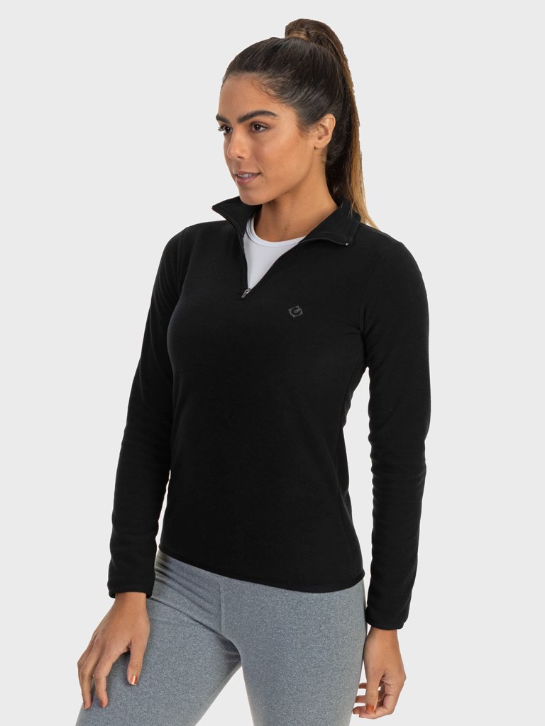 casac fleece feminino gola alta thermo soft extreme uv preto lateral c