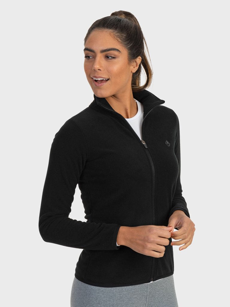 casaco fleece feminino sem bolso extreme uv preto lateral c