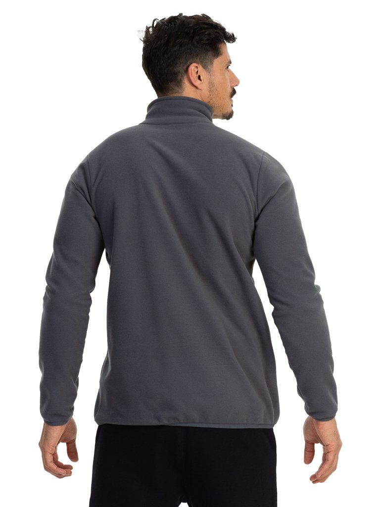 casaco fleece masculino gola alta thermo soft extreme uv cinza costas b