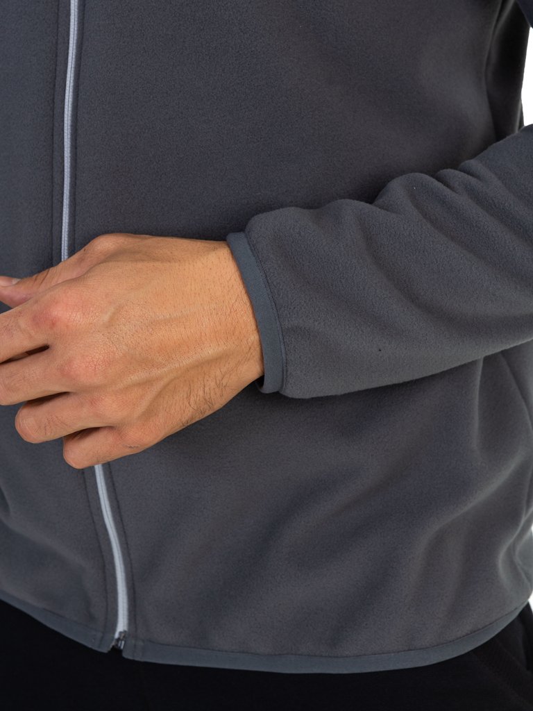 casaco fleece masculino gola alta thermo soft extreme uv cinza detalhe b