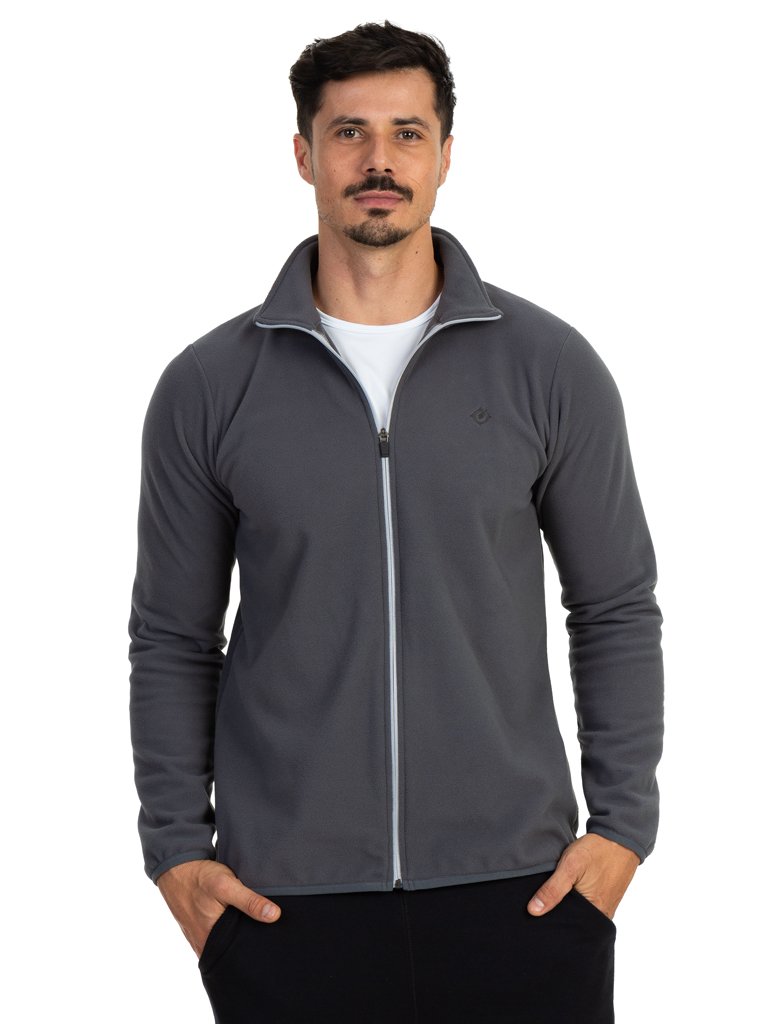 casaco fleece masculino gola alta thermo soft extreme uv cinza frente b