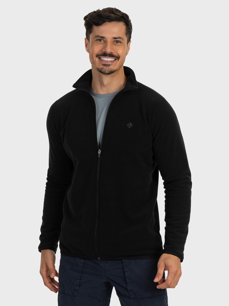 casaco fleece masculino gola alta thermo soft extreme uv preto frente c