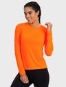camisa uv feminina basic dry com protecao solar manga longa extreme uv laranja frente c n