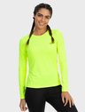 camisa uv feminina basic dry com protecao solar manga longa extreme uv amarelo fuor frente n c