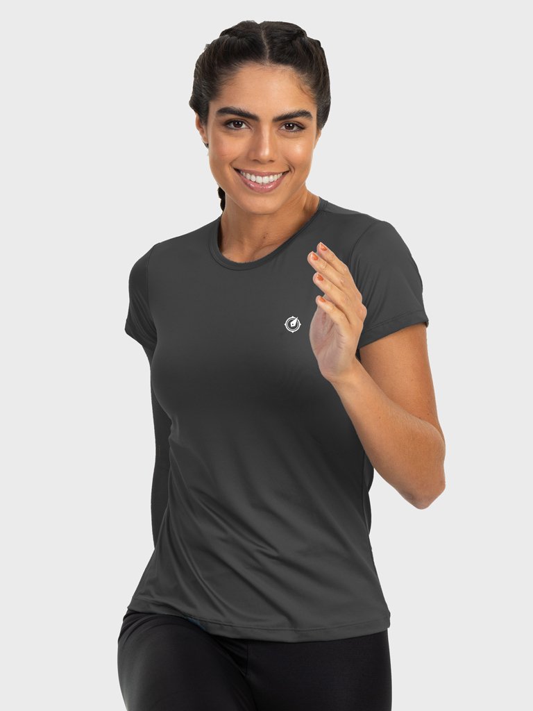 camisa uv feminina new dry com protecao solar manga curta extreme uv cinzachumbo move n c