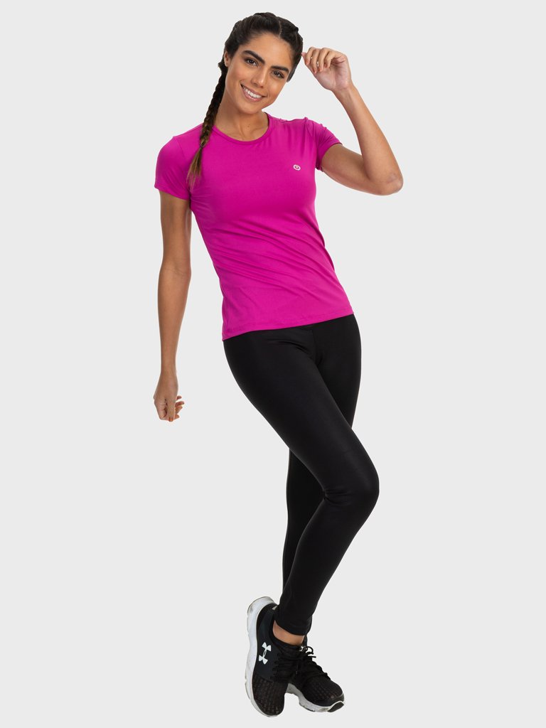 camisa uv feminina new dry com protecao solar manga curta extreme uv pink frente c