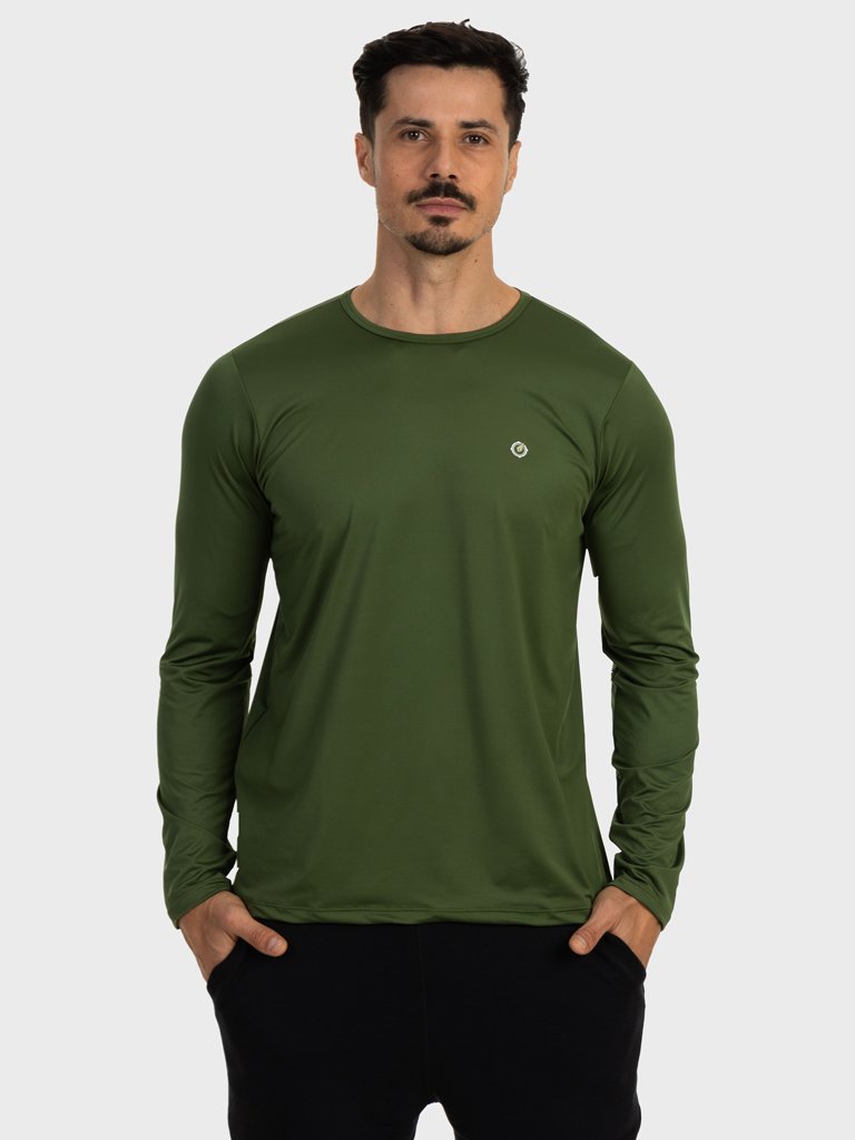 masculina t shirt longa nd verde militar frente c