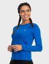camisa uv feminina basic dry com protecao solar manga longa extreme uv azul frente c