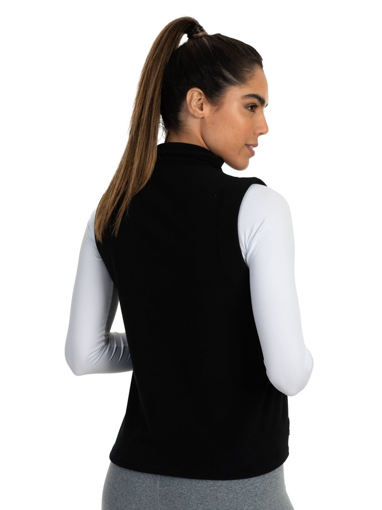 colete feminino preto fleece costas b