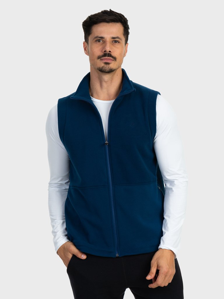 colete masculino fleece azul frente c n