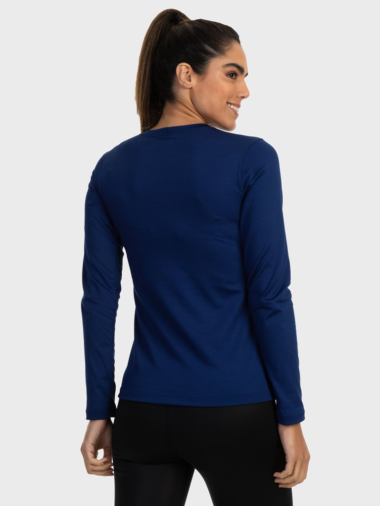 feminina t shirt longa thermo marinho costas c n