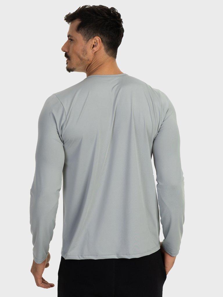 masculina t shirt longa new dry cinza claro costas c n