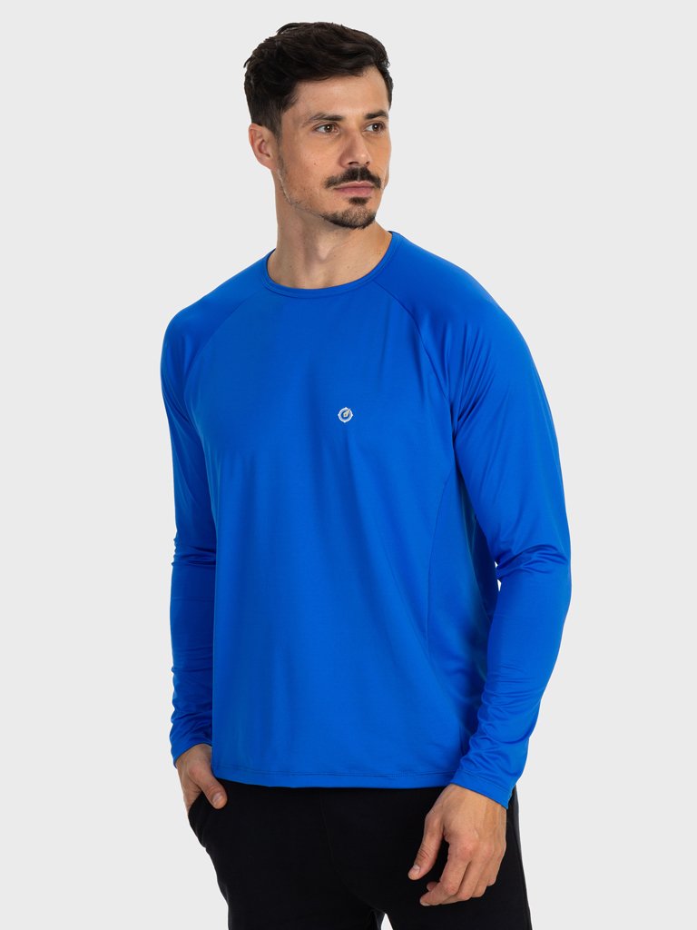 camisa masculina new dry raglan com protecao solar manga longa extreme uv azul lateral 2 c
