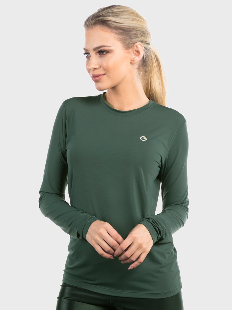 camisa uv ice 3d com protecao solar extreme uv feminina lateral verde c