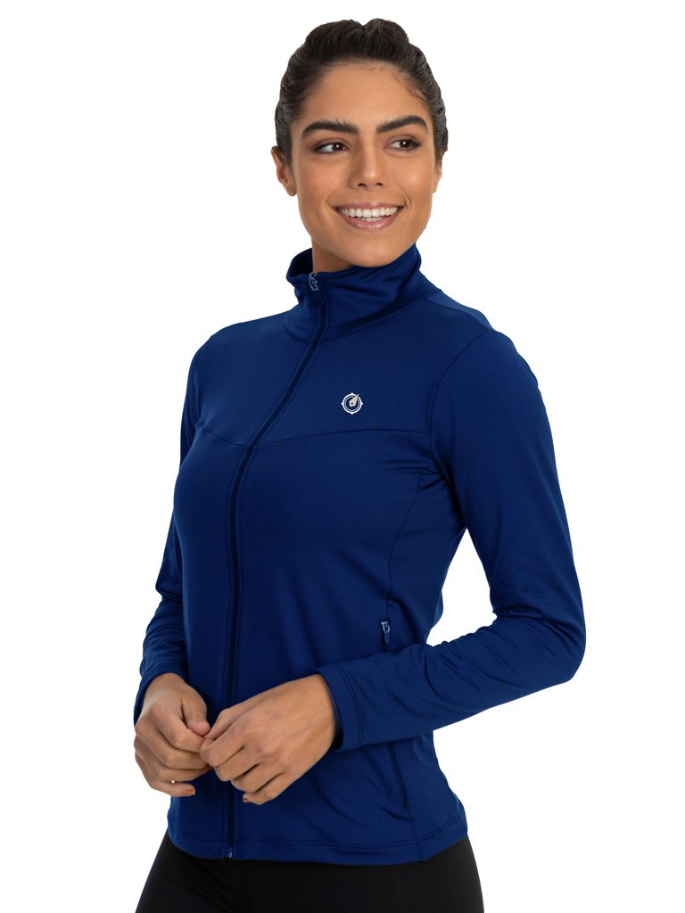 jaqueta termica para frio com bolso feminina extreme uv azul lateral b