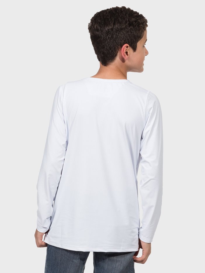camisa uv infantil masculina termica manga longa com protecao solar extreme uv branca costas c