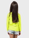 camisa uv infantil feminina new dry manga longa com protecao solar extreme uv amarelo neon costas c