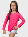 camisa uv infantil feminina new dry manga longa com protecao solar extreme uv rosa neon frente c