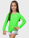 camisa uv infantil feminina new dry manga longa com protecao solar extreme uv verde neon frente c
