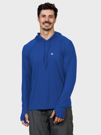 Camisa UV Masculina com Capuz e Encaixe de Dedo New Dry